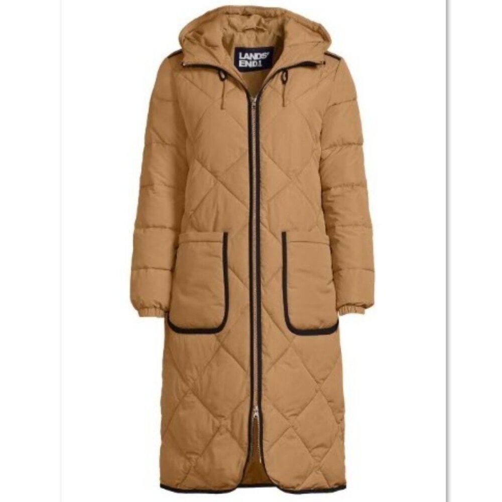 Land’s End Women's Plus Size Insulated Diamond Quilted Maxi Coat